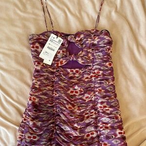 zara mini pink and purple tank dress new with tags